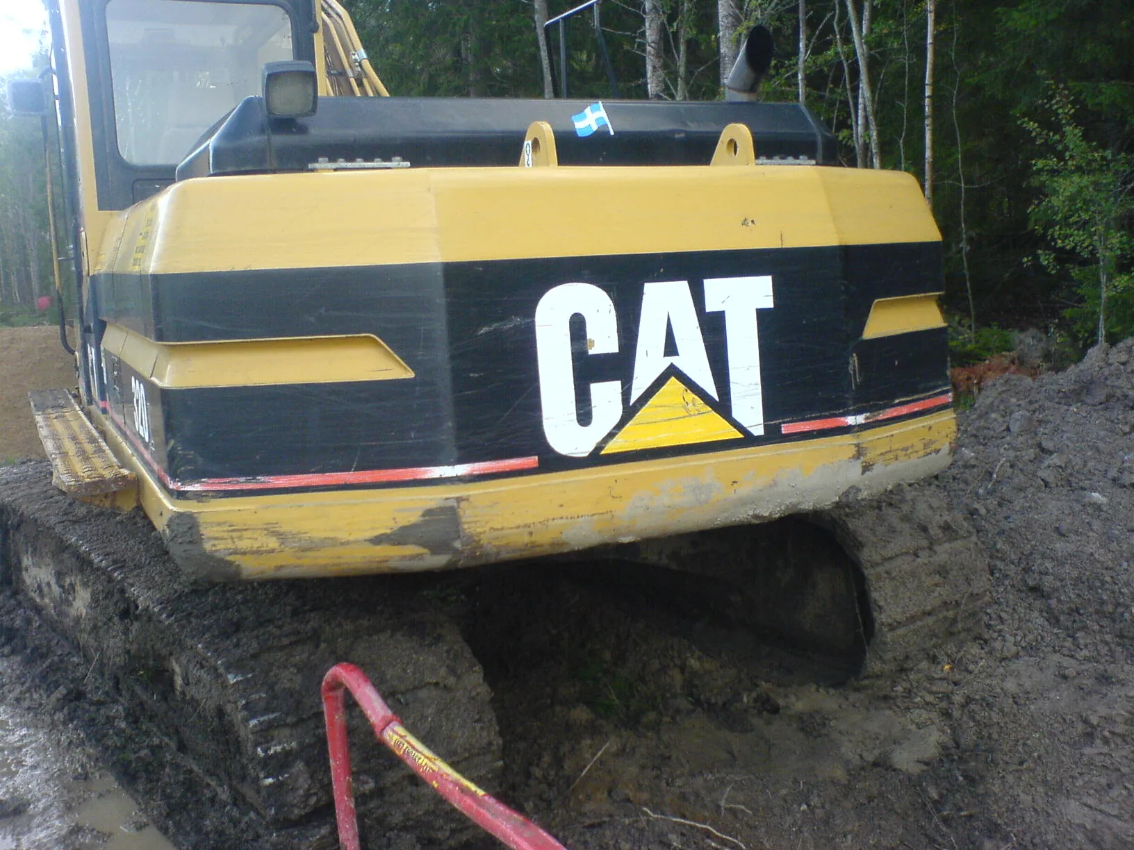 Bandgrävare från Caterpillar vid ett markarbete